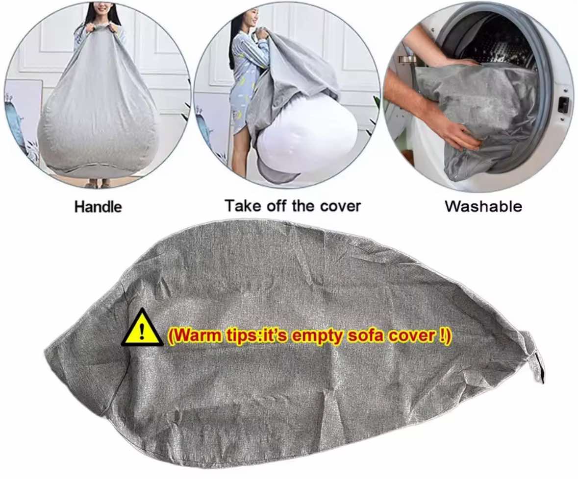 OTAUTAU-Grand pouf en coton et lin, housse sans remplissage