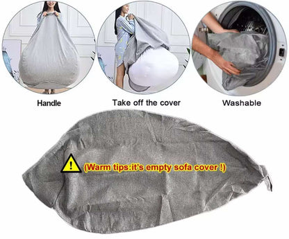 OTAUTAU-Grand pouf en coton et lin, housse sans remplissage